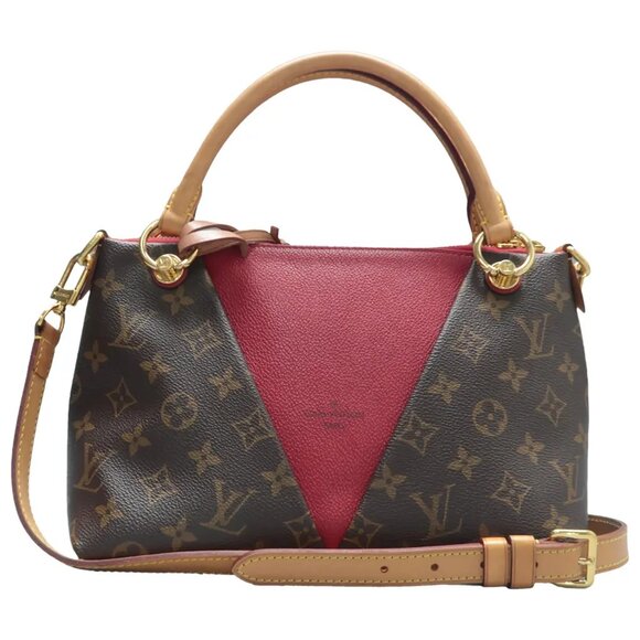 Louis Vuitton Handbags - Authentic Louis Vuitton Tote V Brown&Red Monogram Canvas Satchel 1122-101224